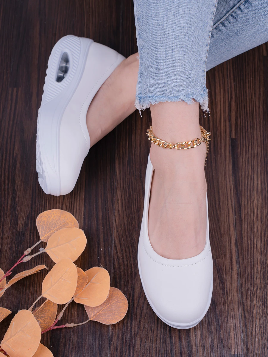 女士一腳蹬搖擺鞋,運動戶外白色運動鞋 - 白色 - 查看 1