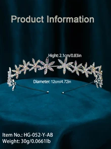 Rhinestone Flower Decor Bridal Headband - Silver - View 4