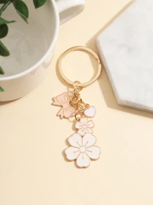 Elegant Flower & Heart Charm Keychain Valentine's Day Car Accessories Bag Charm Backpack For School - Multicolor - View 2
