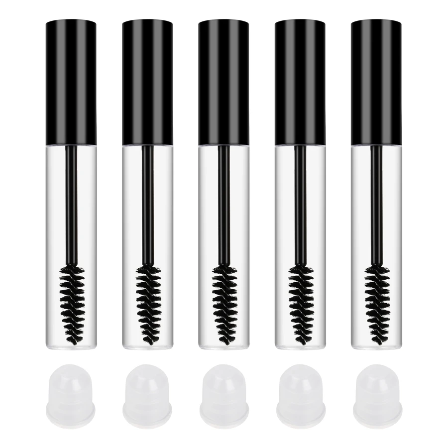 支裝帶刷子睫毛膏空管、睫毛膏瓶、帶橡膠插入物可填充睫毛膏管、睫毛生長油管、用於蓖麻油睫毛膏塑料睫毛膏空管 - 黑色 - 查看 1