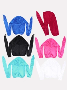 6入組實心長尾頭巾絲綢護髮帽緞質帽