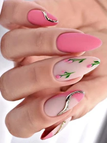 YADORNOS Nâng cấp diện mạo của bạn với Bộ móng tay giả in hình hoa hạnh nhân dài 24 chiếc - Nhiều màu - Xem 1