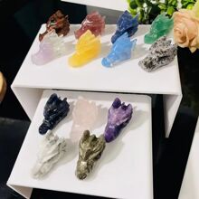 自然混合石英晶體龍,水晶禮物,水晶動物,家居裝飾品,靈氣治療口袋玩具 - 彩色 - 查看 2