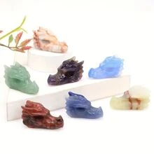 自然混合石英晶體龍,水晶禮物,水晶動物,家居裝飾品,靈氣治療口袋玩具 - 彩色 - 查看 7
