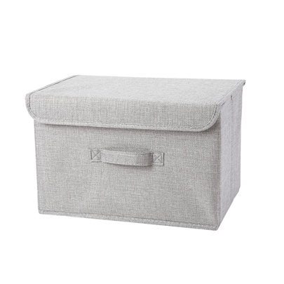 1pc Foldable Linen CD Storage Box, Collapsible Storage Bin With Lid, Toy Organizer Basket, Laundry Hamper