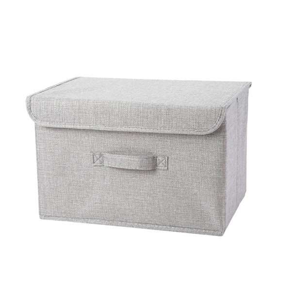 1pc Washable  Linen Fabric Folding CD Storage Box Foldable Bins Toys Organizer With Lid Storage Basket Laundry Basket