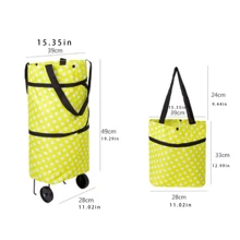 1 Xe Đẩy Túi Đựng Đồ Du Lịch Di Động Túi Có Thể Gập Lại Xe Đẩy Hàng - màu xanh lá - Xem 5