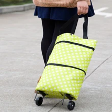 1 Xe Đẩy Túi Đựng Đồ Du Lịch Di Động Túi Có Thể Gập Lại Xe Đẩy Hàng - màu xanh lá - Xem 2