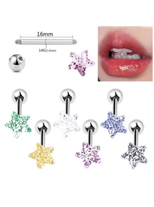 6 piezas/set Piercing de lengua con diseño de diamante de imitación - Multicolor - Ver 1
