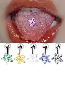 6 piezas/set Piercing de lengua con diseño de diamante de imitación - Multicolor - Ver 2