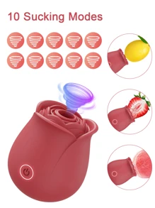 Vibrador en forma de rosa para mujeres, estimulador de succión para el punto G y el clítoris, juguete sexual impermeable para masturbación femenina y parejas, regalo de Navidad