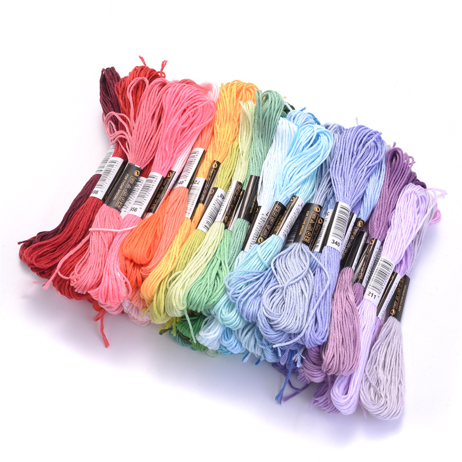 Rainbow Color Embroidery Floss 24 Skeins Pack for Cross Stitch Threads ...