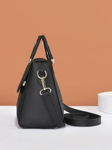 新款時尚女士肩袋，可當手提包或斜背包，母親節禮物，媽媽禮物，媽媽的必備品，外出媽媽包 - 黑色 - 查看 4