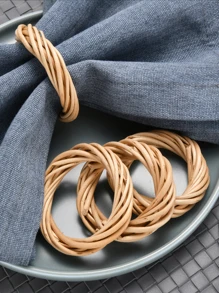 6入組森林主題,鄉村風格藤編餐巾環,適用於餐廳、農家、家裝、節日、婚禮、派對桌面裝飾