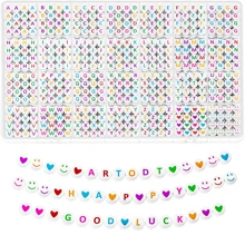 980 顆/盒 4x7 毫米壓克力字母珠，28 種款式，彩色臉部和心形 Diy 珠寶珠套裝 - 白色 - 查看 1