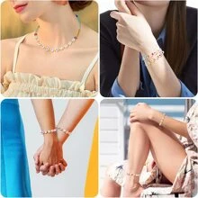 980 顆/盒 4x7 毫米壓克力字母珠，28 種款式，彩色臉部和心形 Diy 珠寶珠套裝 - 白色 - 查看 5