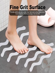 6 Cái/bộ Phòng Tắm Hình Chữ S Miếng Dán Chống Trơn Trượt, Sóng An Toàn Gia Đình Miếng Dán Trong Suốt PEVA Bồn Cầu Thang Dải Chống Trơn Trượt Cho Phòng Tắm - trắng - Xem 2