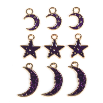 10pcs/set Enamel Moon Star Charm DIY for Jewelry Finding Making Pendant Necklace Bracelet Interchangeable Charm