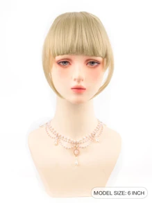 直筒金色6英寸額外短合成纖維劉海有鬢角