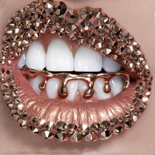 Plated Grills for Your Teeth Hip Hop Teeth Grillz Caps Bottom Teeth - Rose Gold - View 1