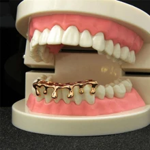 Plated Grills for Your Teeth Hip Hop Teeth Grillz Caps Bottom Teeth - Rose Gold - View 3