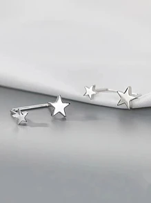 1 đôi bông tai hình ngôi sao ngọt ngào nhỏ nhắn dễ thương - Bạc - Xem 2