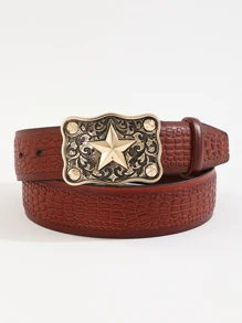 Hombres Cinturón con diseño de estrella - Marrón - Ver 1