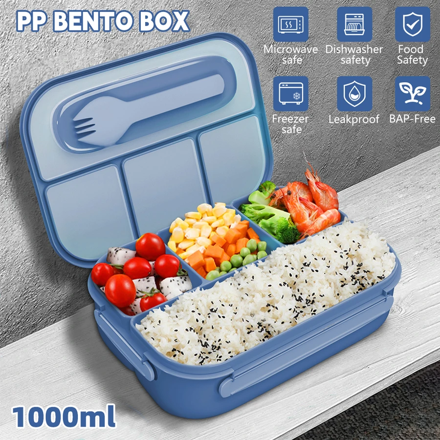 Lunch Box For Adults, Bento Storage Box With 4 Compartments For Picnic ...