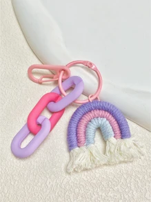 彩虹和流蘇墜飾鑰匙圈 - 淡紫色 - 查看 4