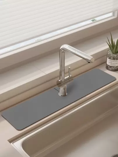 1PC 现代简约风格深灰色硅藻泥橡胶防滑水龙头排水垫多款水龙头通用适用于浴室、厨房