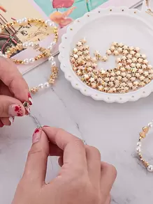 1 Box Beads Making Kit, 500Pcs Gold Round Spacer Beads Smooth Loose Ball Beads For DIY Bracelet Jewelry Craft