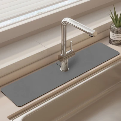 1 件装现代简约风格深灰色硅胶防滑水龙头排水垫，适用于各种水龙头，通用型，适用于浴室和厨房