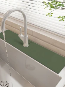 1入組素色龍頭吸水墊,黑暗的綠色矽藻土龍頭排水地墊適用於廚房 - 墨綠色 - 查看 2