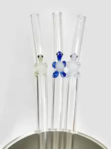 3 件装海龟装饰玻璃吸管学校用品、圣诞礼物 - 無色 - 查看 1