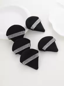 Makeup Puff, 5pcs Black Triangle Design Rhinestone Decor Makeup Sponge Powder Puff Makeup Remover Pad,Makeup,Cheap,Room Decor,Vanity,Travel,Bedroom,Makeup Accessories,Puff,Makeup Blender,Powder Puff,Makeup Sponge,Cheap,Stocking Stuffers,Makeup,Makeup Tools,Cheap Stuff,Gifts,Gifts For Women,Christmas Gifts,Giveaways,Travel,Cheap Stuff,Travel Essential - Black - View 6