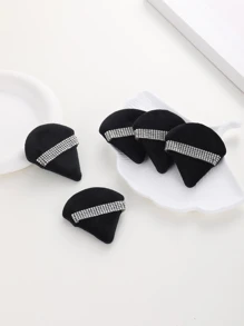Makeup Puff, 5pcs Black Triangle Design Rhinestone Decor Makeup Sponge Powder Puff Makeup Remover Pad,Makeup,Cheap,Room Decor,Vanity,Travel,Bedroom,Makeup Accessories,Puff,Makeup Blender,Powder Puff,Makeup Sponge,Cheap,Stocking Stuffers,Makeup,Makeup Tools,Cheap Stuff,Gifts,Gifts For Women,Christmas Gifts,Giveaways,Travel,Cheap Stuff,Travel Essential - Black - View 5