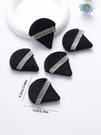 makeup puff,5pcs Black Triangle Design Rhinestone Decor Makeup Sponge powder puff Makeup Remover Pad Black Friday