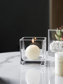 1 pieza Taza creativo hecho a mano flor seca aromaterapia Vela cuadrado DIY de vidrio