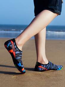 男士條紋圖案滌綸運動運動鞋適用於海灘 - 藏蓝色 - 查看 3