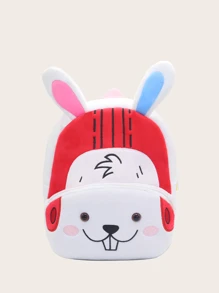 1pc Cartoon Boxing Rabbit Kids Backpack, Suitable For 2-4 Years Old Boys & Girls, Kindergarten - White - View 1