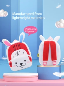 1pc Cartoon Boxing Rabbit Kids Backpack, Suitable For 2-4 Years Old Boys & Girls, Kindergarten - White - View 4