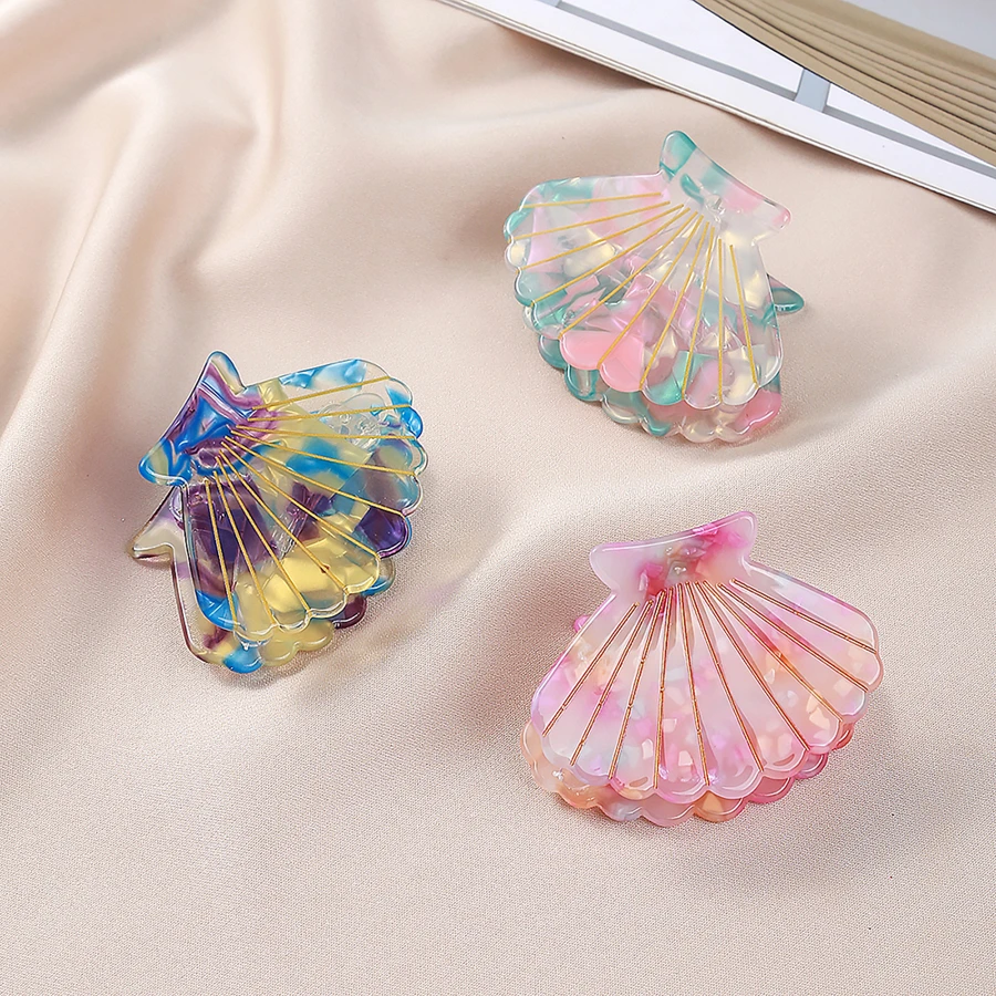 隨機顏色貝殼設計髮卡波霍風 - 彩色 - 查看 1