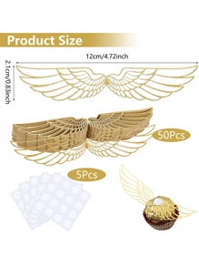 50入組翅膀巧克力蛋糕派對金色裝飾巫師禮帽紙杯蛋糕餐桌中心裝飾禮物 - 金色 - 查看 3
