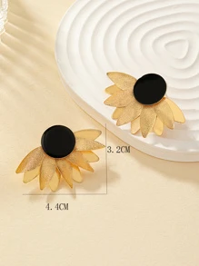 2pcs Flower Design Stud Earrings Valentines - Black - View 5