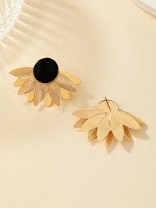 2pcs Flower Design Stud Earrings Valentines - Black - View 4