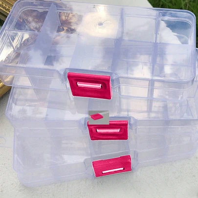 1入組簡約風格和方便透明多種網格首飾類收納&展示盒