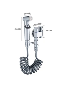 3入組廁所伴侶套裝帶雙出口角閥門和女士清潔噴槍和可擴展軟管 - 銀色 - 查看 6