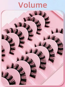 假睫毛,10對D卷俄語濃密卷翹充分條人造睫毛3D交叉戲劇性毛茸茸假睫毛假睫毛 - 黑色 - 查看 6