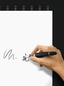 鋼筆黑色亞克力桶銀邊精細的鋼筆適用於寫作標誌 - 黑色 - 查看 7