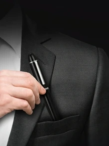 鋼筆黑色亞克力桶銀邊精細的鋼筆適用於寫作標誌 - 黑色 - 查看 6